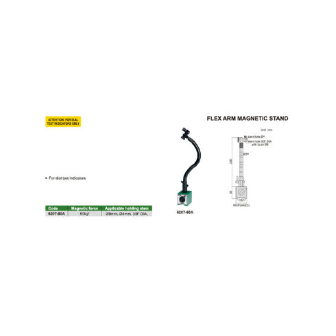 Magnetic Base – Articulated Type, Insize Dimensions